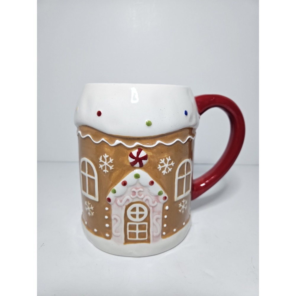 Cracker Barrel Gingerbread House Mug Holiday Coffee Cup Sculpted Christmas 5.5"
